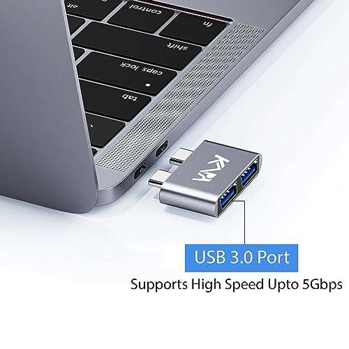 Kapa USB C Type Adapter, Aluminium Multi Port Dongle Dual Type-C to USB 3.0 coverter for All MacBook Pro, MacBook Air Including M1, M2 3
