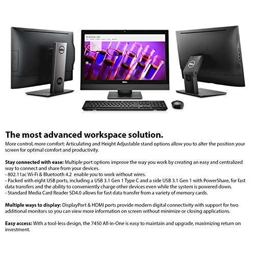 Dell Optiplex 24 7000 Series 7450 23.8in Full HD AIO Desktop, 7th Gen Intel Core i7-7700 Processor up to 4.20 GHz, 16GB RAM/256GB SSD, Intel HD Graphics 630, Windows 10 Pro (Renewed) 6