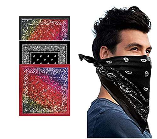 BISMAADH Multi-purpose Headwear Headband Paisley Bandanas – Unisex Novelty Headwrap, Facecover Pack of 3