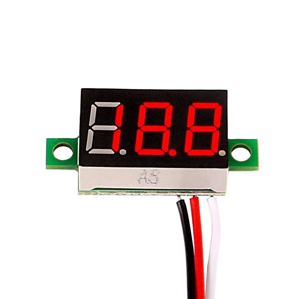 ALAMSCN Mini LED Digital Voltmeter 0-30V 0.36 inch Voltage Meter DC 5V 12V 24V Volt Tester Detector 3 Wire Red (PACK of 6) 5