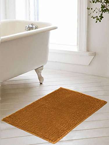 Home Candy Coral Collection Modern Chenille Mat - 16" x 24", Beige 1