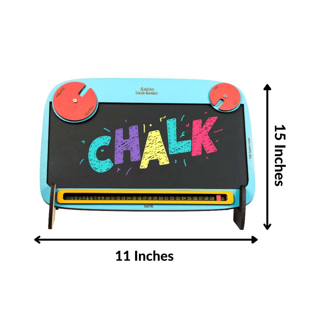 The Funny Mind Wooden Multipurpose Radio Black and Blue Chalk Board with Chalk, Duster and Stand for Kids and Adults | Doodle Board for Kids and Adults | Wooden Writing Board for Kids 5