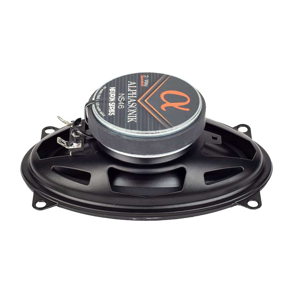 Alphasonik 1 Pair of NS46 Neuron Series 4x6 (240 Watts Max for The Pair) 120 Watts Max Per Speaker 2-Way Full-Range Car Audio Speaker with PEI Dome Tweeter Polypropylene Cone 6