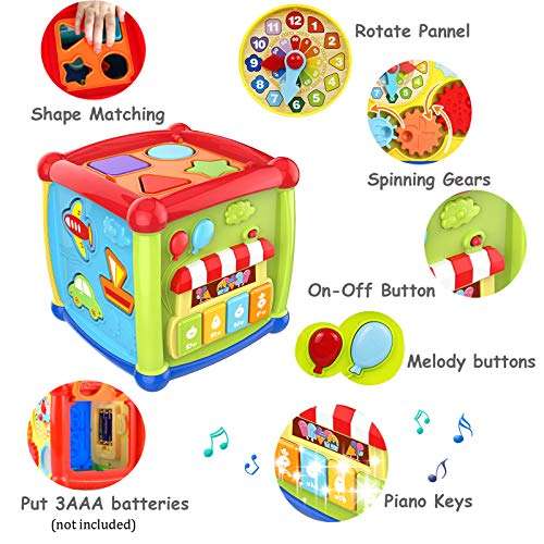 Early Learning Educational Music and Colorful Shape Sorter Toys Baby Toys 12-18 Month Activity Cube Toys for 1 Years Old Baby Toys 6 12 Month Gift for 1 2 3 Years Old Boys and Girls Kids and Toddler 6
