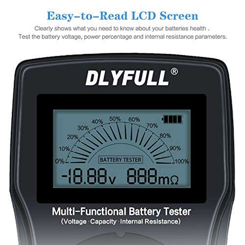 Universal Battery Checker Tester with Leads LCD Display, Battery Capacity Voltage Resistance Tester for AAA AA C D 9V Digital 12V 3.7V Li-ion 18650 CR123A CR2032 Button Cell Batteries More 2