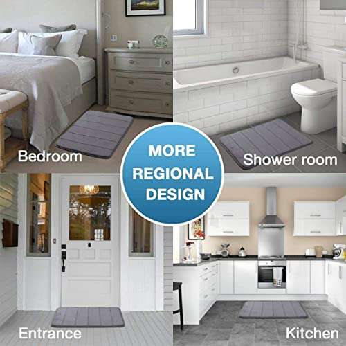 COXWIN Anti-Slip Microfiber Soft Bath Mat, Bathroom Rugs Suitable for Kitchen,Dry Fast Water Absorbent & Machine-Washable(Set of 1)(Multicolor) 3