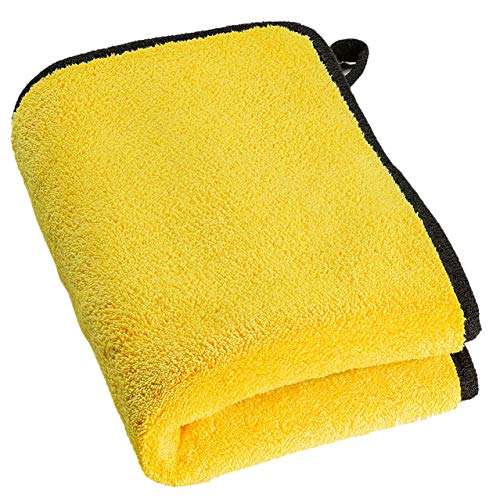 Quewdix Hanging Quick Dry Hand Towel Set with Loop- up to 800GSM and Super Absorbent Wipe Cloth Rag for Kitchen Bathroom Car (Pack of 2) (Yellow, 11.8 x 15.7 inches) 5