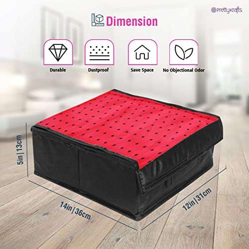 PrettyKrafts Fabric Lingerie Organizer | Bra Organiser | Undergarments Storage Box- Red 4