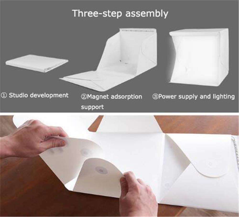 YXIUER Mini Photo Studio Light Box, 40Cm Portable Photography Shooting Light Tent Kit, with 22Pcs LED Light + Black and White Background for Product Display 6