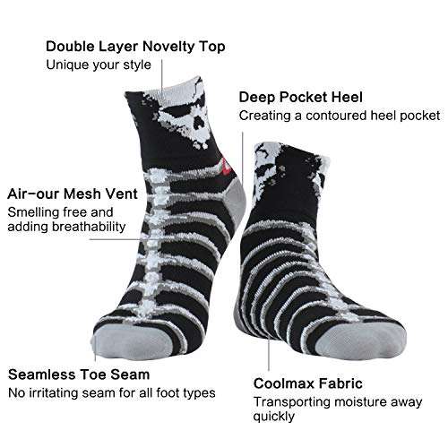 LIN Men's CoolMax Cycling Socks -Performance Moisture Wicking Ankle Socks for Mountain Bike, Road Bicycle ,3 Pack 5