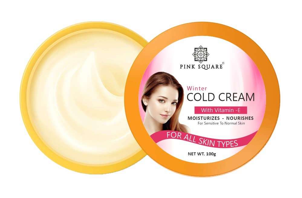 Pink Square Light Moisturizing Cold Cream Non-Sticky Nourishing Cold Cream with Olive Oil & Vitamin E for winter | 24Hr Moisture Lock for Dry Skin Pack of 1 of 100 Grams 1