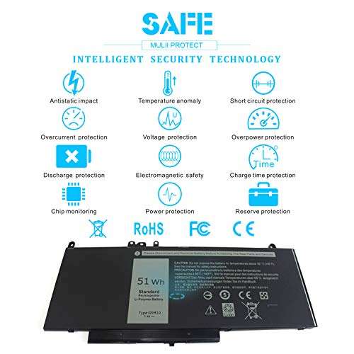 7.4V 51Wh Type G5M10 Laptop Battery Compatible with Dell Latitude E5450 E5550 E5250 15.6 inch 8V5GX R9XM9 WYJC2 1KY05 080-854-0066 0WYJC2 451-BBLN Battery 4-Cell 6