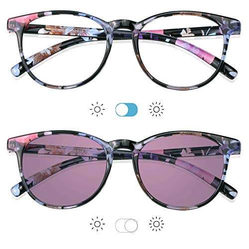 YEIN Blue Light Blocking Glasses, Spring Hinge Photochromic Pink Sunglasses, Anti Eyestrain, Computer Reading Glasses, Gaming Glasses, TV Glasses for Women, Anti Glare 5