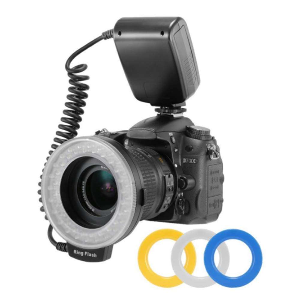 N / A Lighting Tools Flash Multiple Times, 48 Macro LED Ring Flash Kits, 7 Modes, 8 Adapter Rings, 4 diffusers, Adjustable Ring Light LCD Display, Energy Saving 4
