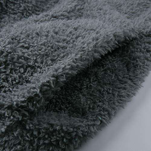 Womens Sweatshirts Fall Fleece Jackets Long Sleeves Shaggy Sherpa Pullover Winter Coats with 1/4 Zipper( Grey, X-Large ) 5