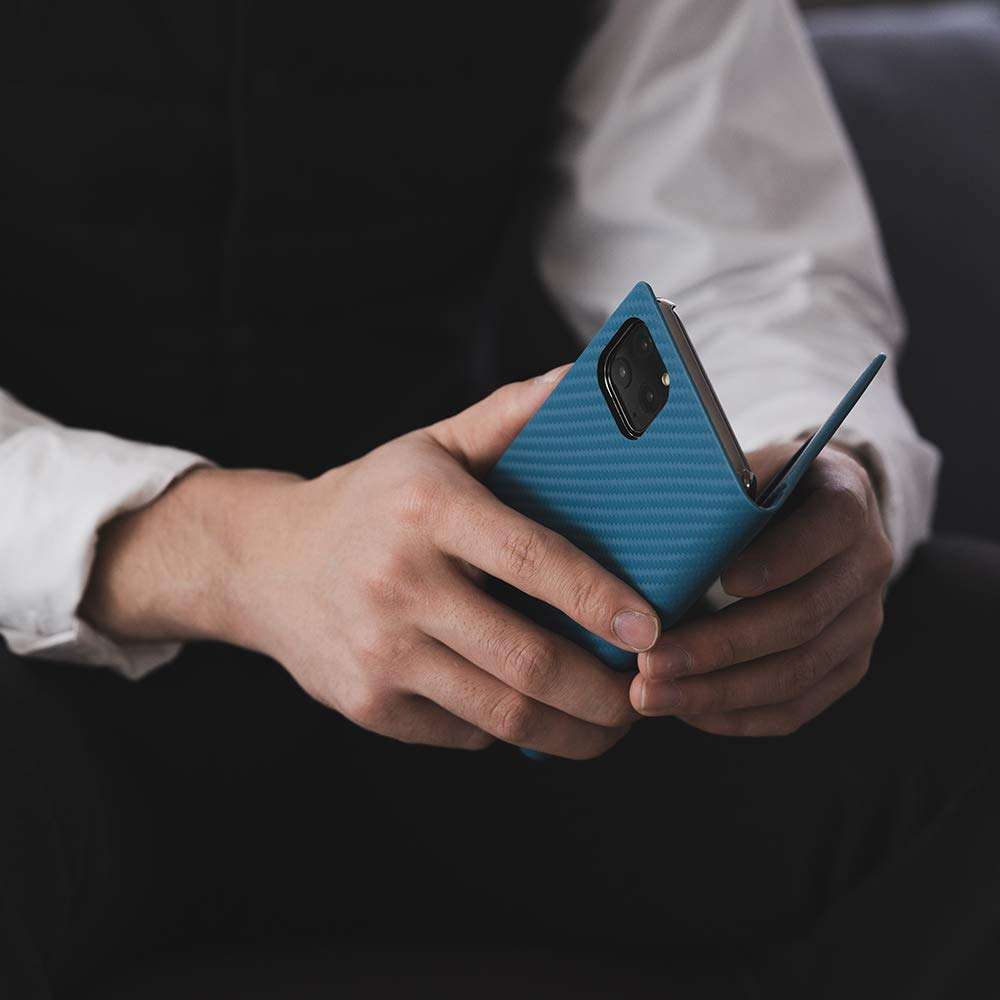 SLG D+ Italian Carbon Leather Wallet Case for iPhone 11 Pro Max - Handcrafted Diary Style with Card Holders and Side Cash Pocket, Gift Box Included (Black) 6