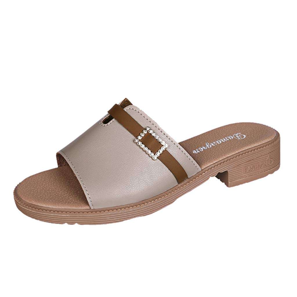 Women's Slides Wedges Platform Sandal Summer Slippers Flip Flops Non-Slip House Shoes Pumps Dress Shoes for Women (US:5, Beige)