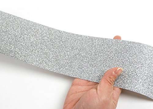 ROSEROSA Peel & Stick Glitter Sand Crafting Tape Self-Adhesive Covering Countertop Border Sticker (Silver : 3 inch X 5 Yard) 4