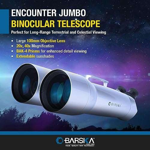 Barska Encounter 20x, 40x100 Waterproof High Power Jumbo Binoculars with Premium Hard Case for Astronomy Stargazing and Long Range Viewing 5