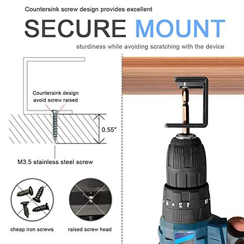 IFCASE Under Desk Laptop Mount, Metal Under Desk Shelf Holder for Laptop, Mac mini, MacBook, Keyboard with Anti-Scratch Silicone (Black) 3