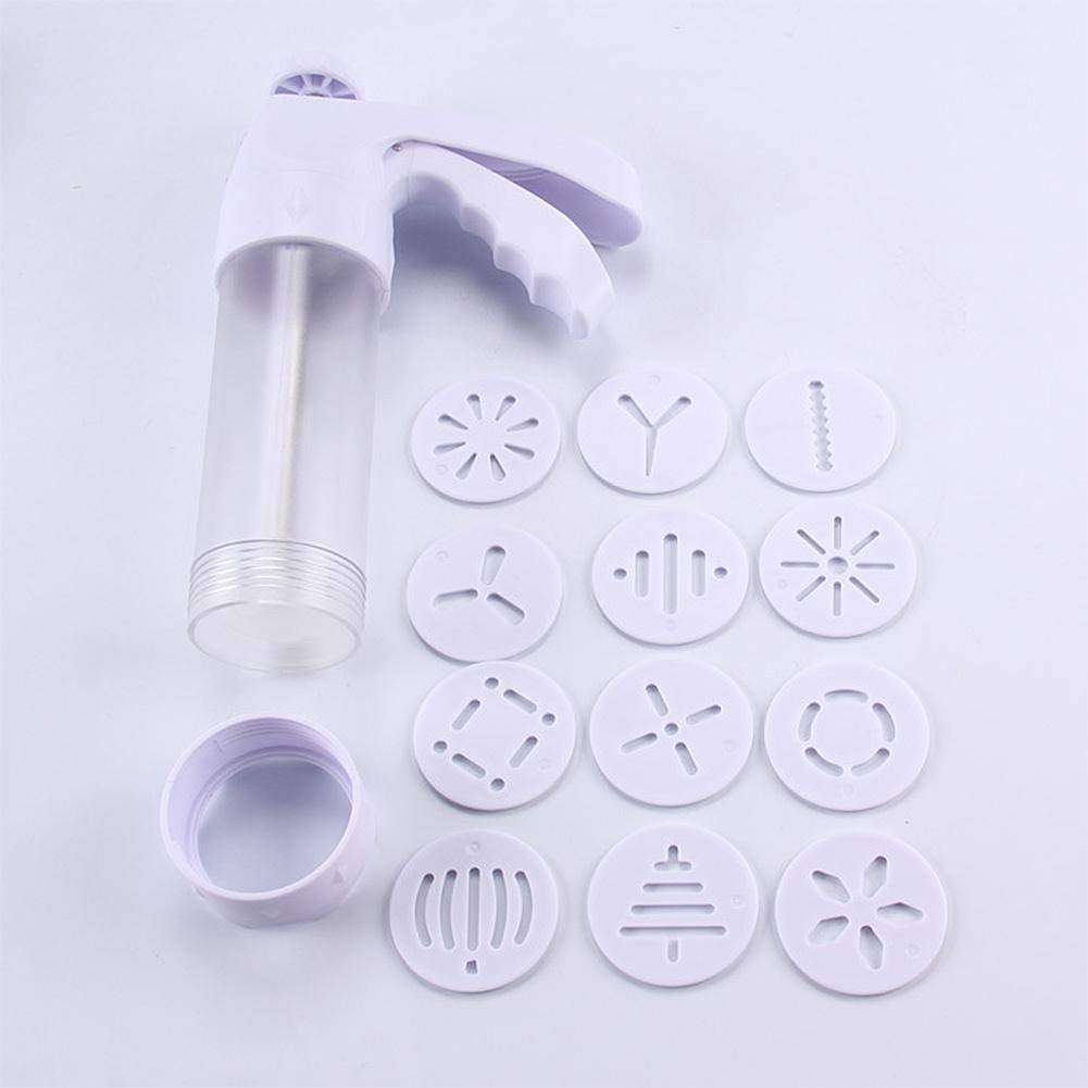 ON SHOPPY (LABEL) Cookie Press, Manual Cookie Maker Machine DIY Household Cookie Maker Press Includes 12 Cookie Disc Shapes + 6 Cream Flower Mouth Baking Tool Cookie Cutter 6