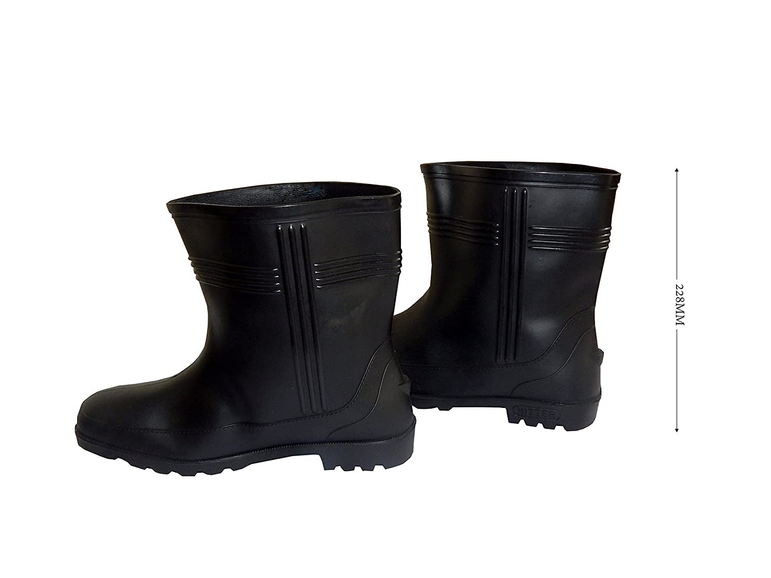 HILLSON Hitter Black Industrial Safety Gumboots Mens Black Long Pvc Boots For High Ankle Safety 9 Inch Size-8 4