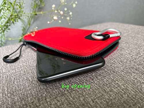 OneJoy Neoprene Cell Phone Pouch, Large Zipper Opening, Lightweight & Protective Phone Sleeves for iPhone Durable Phone Carrier Bag, Thermal Carrying Phone Pouch with Inner Pocket [ Red ] 3