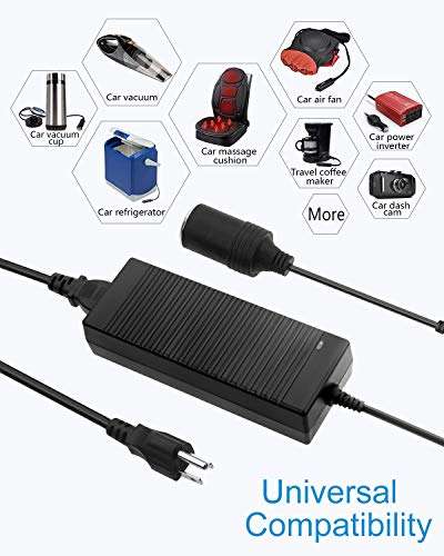 ALITOVE AC to DC Converter 110V ~ 240V to 12V 10A 120W Power Supply Adapter Car Cigarette Lighter Socket AC/DC Transformer for Car Vacuum Cleaner, Car Refrigerator and Other Car Devices 6