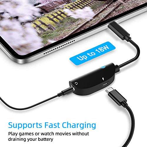 Butook USB Type C to 3.5mm Audio Adapter, Compatible with Google Pixel, Samsung Galaxy, iPad Pro, Sony XZ2/XZ3, Hi-Fi Sound Quality, Aluminum Construction, Fast Charging 5