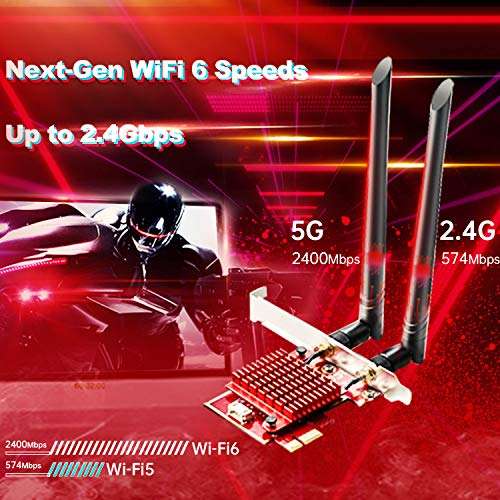 Wifi Card, TEROW AX3000 Wifi 6 PCIe WiFi Card For PC | Up to 3000Mbps | Bluetooth 5.0 | Heat Sink Tech | 802.11AX Dual Band Wireless Adapter with MU-MIMO, Ultra-Low Latency Supports Windows 10 (64bit) 2
