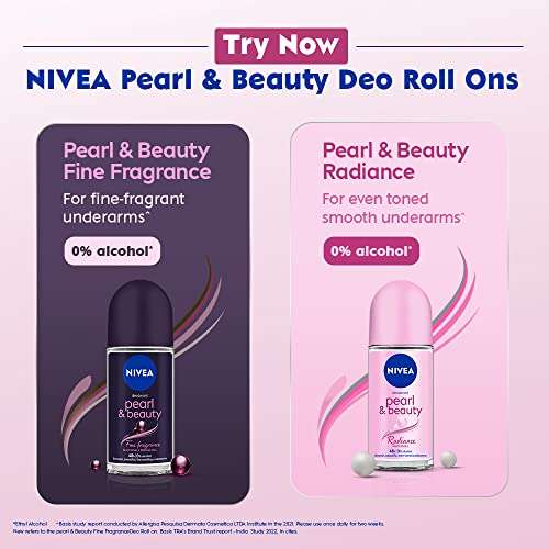 NIVEA Pearl and Beauty 50ml Deo Roll On | With Pearl Extracts & Avocado Oil| 48 H Smooth & Beautiful Underarms| 0% Alcohol | For Women 6