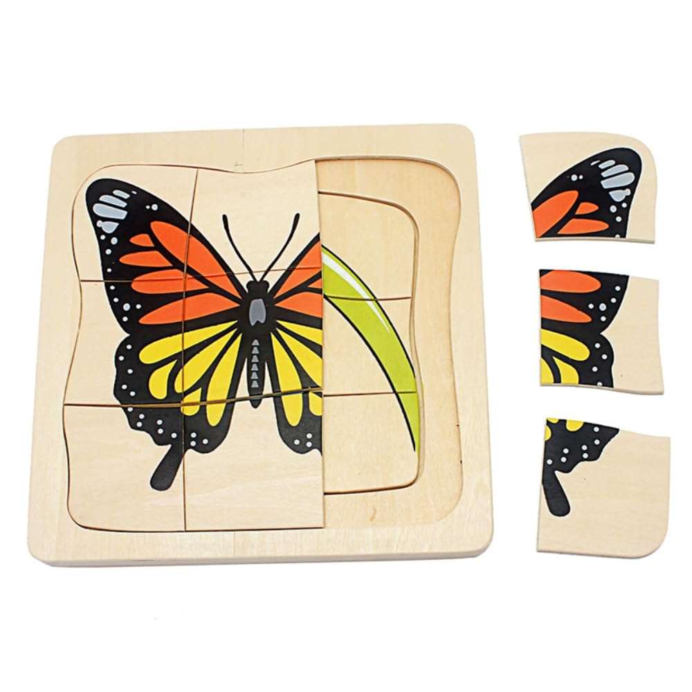 Toddler Montessori Science Toys Life Cycle of Butterfly Grow up 3D Puzzle Panel Preschool Infant Animals & Nature Kindergarten Butterfly Growth Puzzle 4