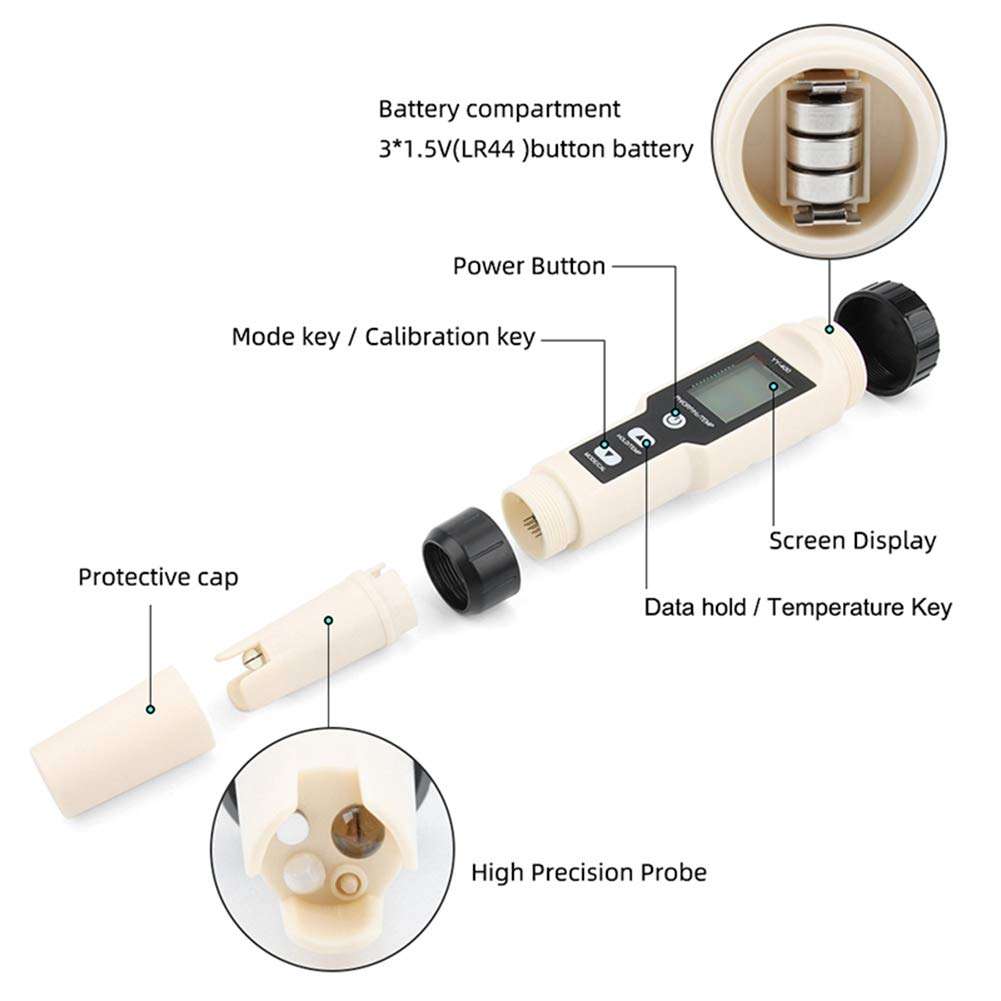 bobotron New YY-400 Hydrogen Ion Concentration Water Quality Test Pen PH/ORP/H2 and TEM 4 in 1 Digital Drinking Water Meter 2