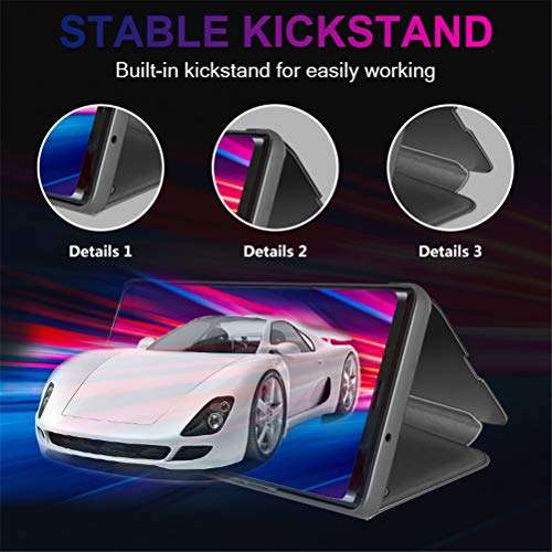 Compatible with Samsung Galaxy A21S Case, Ultra Slim Spiegel Mirror Galaxy A21S Cover Plating Hard PC Shell View Flip Folio 360° Full Body Standing Phone Smart Case for Samsung A21S Smartphone 4