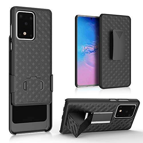 HIDAHE for Samsung Galaxy S20 Ultra Case, for Samsung S20 Ultra Belt Clip Holster Case Slim Shell Case Combo Cover with Kickstand Swivel Belt Clip Holster Protective 5G Case 6.9 inch 2020, Black 1