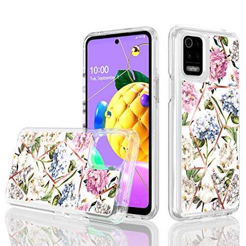 KACHEN Cell Phone Case for LG K22, with Glitter Powder IMD Design Gold Slim Fit Cute Flower Woman Girly Floral Blink Luxury Sparkle Shockproof Bumper Hybrid Case 1