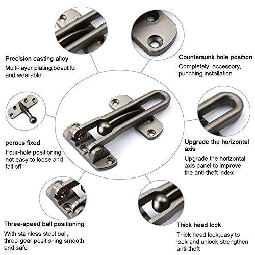 TOGU 4 Pack Swing Bar Door Guard Gate Latches Door Security Guard,Burglar-Proof Padlock Door Clasp for Home,Apartment,Hotel,Motel,Dormitory,Black Nickel Finish 2