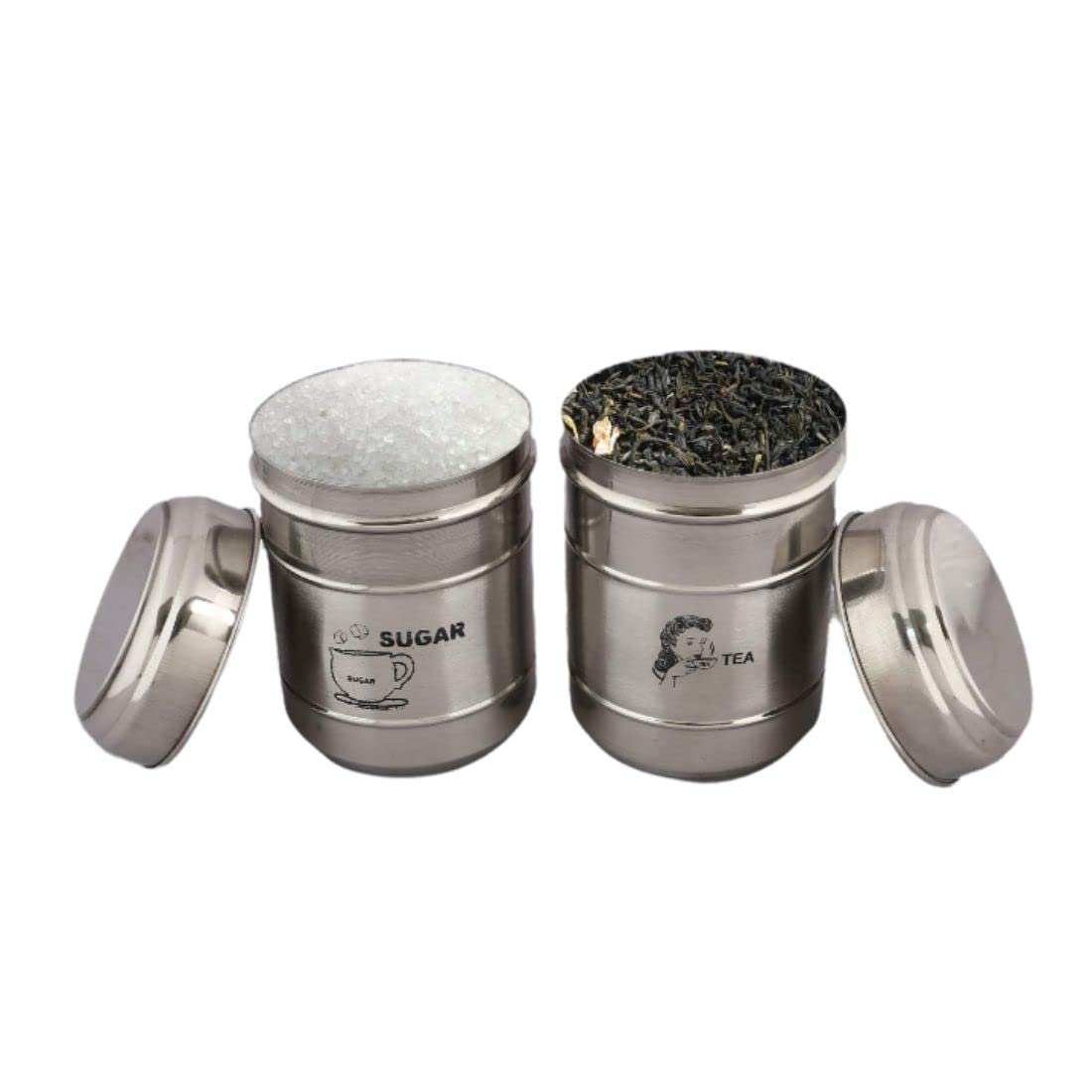 Stainless Steel Jar | Container | Canister set for Tea & Sugar | Tea Sugar Containers Set of 2 | Silver | (Classic 2 Pc Set) 5