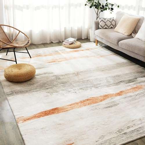 Carvapet Rugs for Hallway, Modern Abstract Low Pile Large Carpet with Rubber Backing, Foldable, Non Slip Machine Washable Runner Rug (8 x 2 Feet Rectangular, Blue Rug) 1