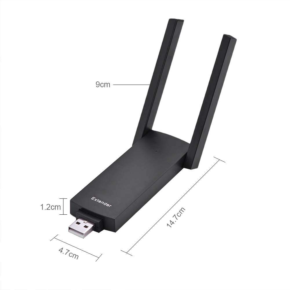 Universal Wireless Adapter , 300M Dual Antenna USB WiFi Signal Range Extender, Plug and Play 300M WiFi Repeater, for Smart Phones, Laptops, Tablets, Laptops 5