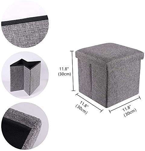 SONIQE Smll Cube Shape Sitting Stool with Storage Box Living Foldable Storage Bins Multipurpose Clothes, Books and Toys Organizer with Cushion Seat Lid 30 X 30 X 30 cm (2 Pcs Set) 6
