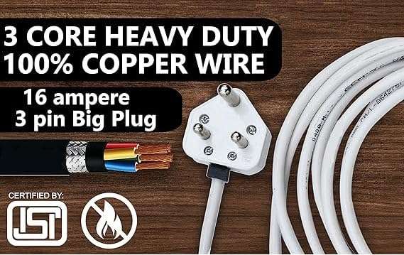 16A Extension Board Combined 1 Socket 1 Switch, 2500W Power Strip with Surge Protector, 1 Meter Electric Cord for Home, Office, PC, Cooler, Fridge, Gadgets (1 Meter) 4