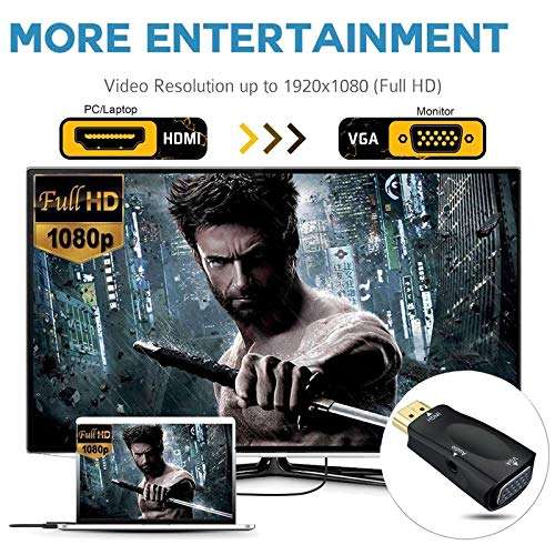 Microware 1080P HDMI Male to VGA Analog Female HDTV Video Audio Output Converter Adapter 5