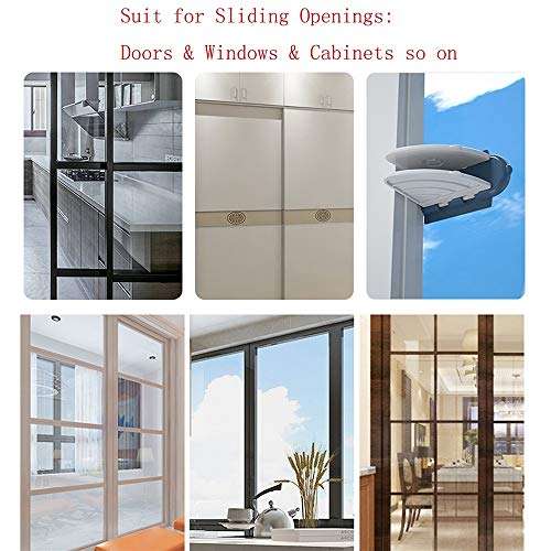 Sliding Door Lock (6 Pack) for Baby Proofing Safety,Sliding Window Screen Doors Lock with Strong Adhesive Tape for Closet,Shutter,Patio, Kichen Sliding Door and More 6