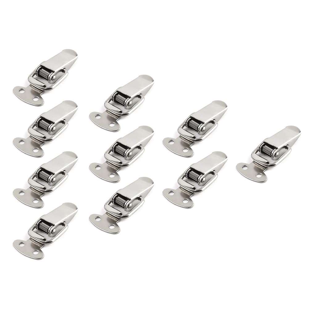 Msiud Latch, Silver Hasp Lock Fastener Kitchen Furniture Toggle Latches Catch Hardware Parts Spring Loaded Clamp Clip Pack Adjustable Clamps Holding Capacity Pull Lid Jig Privacy Hook Eye Gate Easy 1