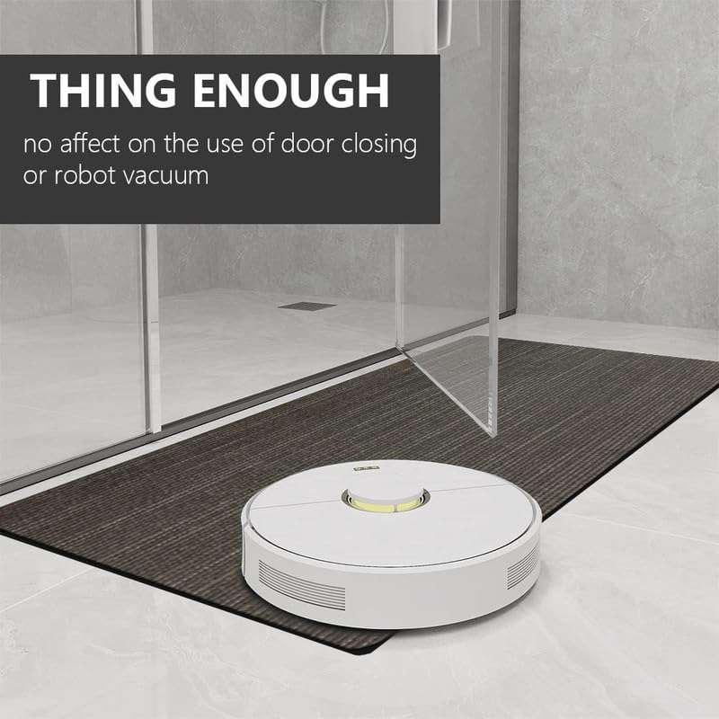 SUWUYUE Bath Mat Rug, Quick Dry Super Absorbent Bathroom Mat, Non Slip Stain Resistant Bathroom Floor Mat Washable Ultra Thin Bathmat Fit Under Door for Shower Room, Dark Gray Stripe, 3ft x 5ft 3