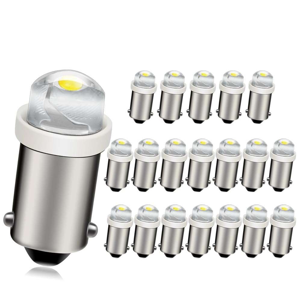 Ruiandsion BA9S LED Bulb 120V 1W 100LM White, 20-Pack, COB Chip for Industrial Control & Power Systems, Distribution Cabinet Status Indicator Light