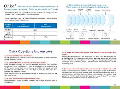 Color Blind Glasses for People with Red Blindness, Color Vision Disorder, Color Weakness, Purple Blue Lens. 6