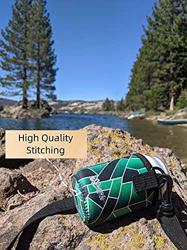 Swingers Beer Cooler with Adjustable Neck Strap (Neoprene Hands-Free Can or Bottle Holder) (Green Geometric) 2