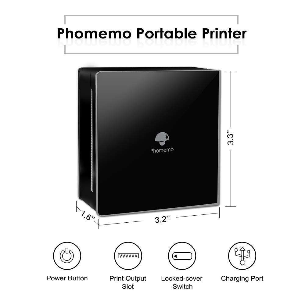 Phomemo M02 Mini Printer- Bluetooth Thermal Photo Printer with 3 Rolls Colorful Sticker Paper, Compatible with iOS + Android for Plan Journal, Study Notes, Art Creation, Work, Gift 3
